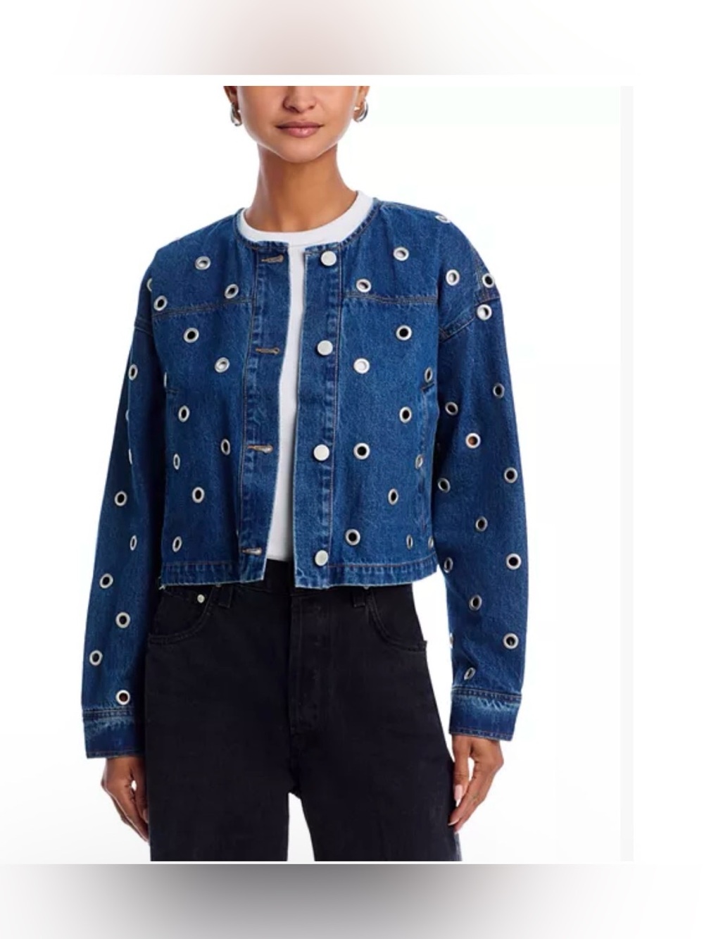 BLANK NYC SILVER DREAMS JACKET IN MEDIUM BLUE - Picture 4 of 4